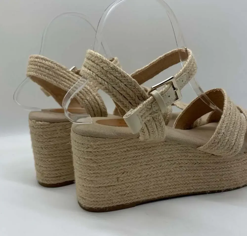 Scoop Jute Espadrille Double Strap Platform Wedge Sandals Size 10